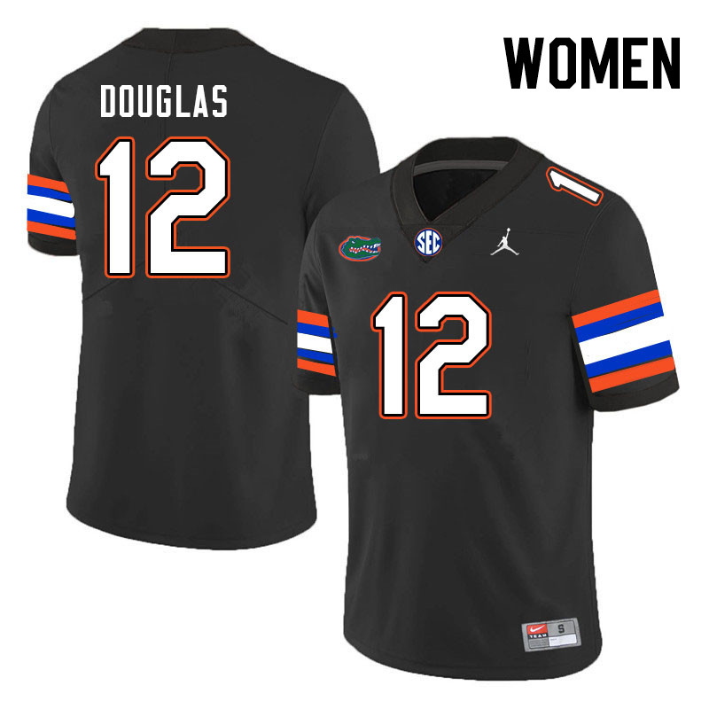 Women #12 Caleb Douglas Florida Gators College Football Jerseys Stitched-Black
